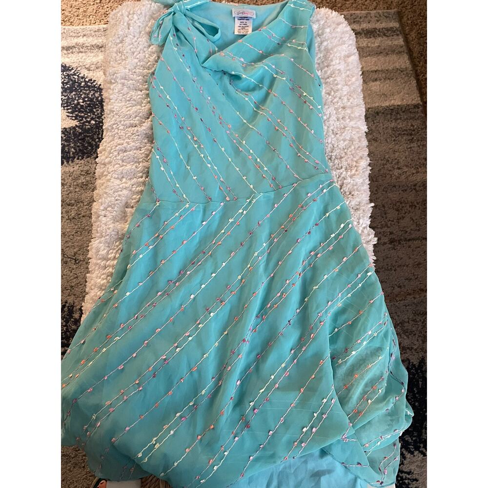 Girl Code girls sz. 14 pale turquoise sleeveless lined dress. Delicate, feminine